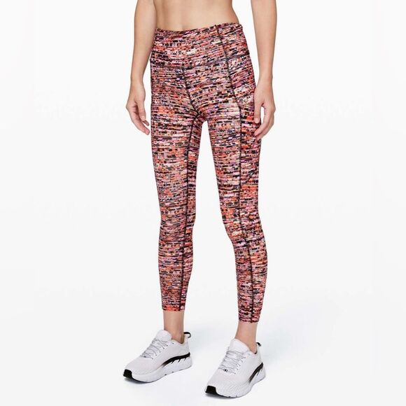 Lululemon Size 6 Fast Tight Nulux Flash Pleat Orange Leggings - Picture 1 of 10